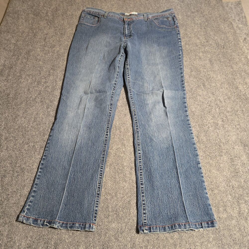 Adolfo Denim Jeans Womens Size 18 Blue Bootcut Button Zip Stretch Pockets Vtg